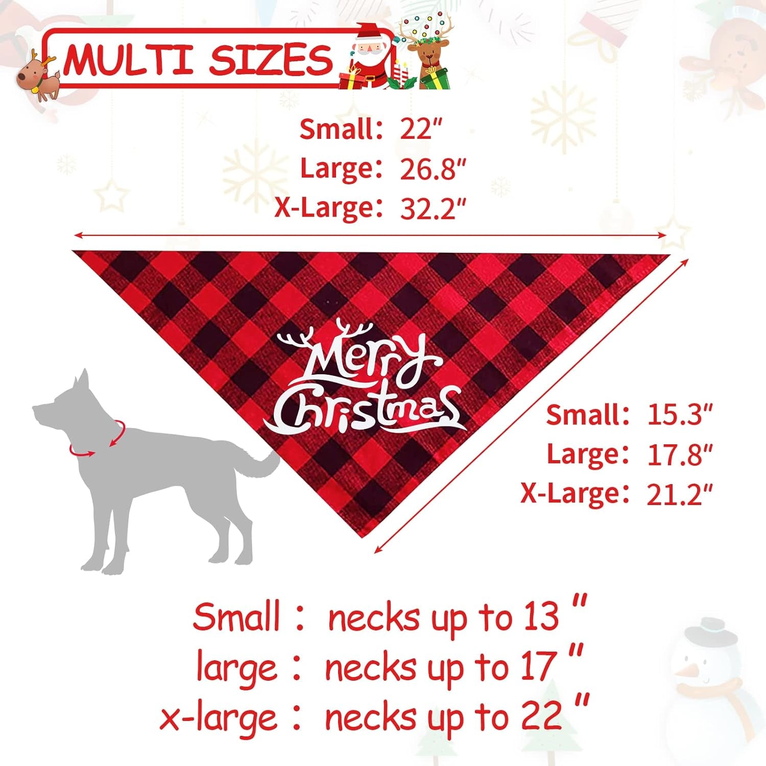 2 Pack Dog Bandanas Christmas Classic Buffalo Plaid Dog Bandana Dog Scarf Triangle Bibs Kerchief Merry Christmas Pet Costume for Small Medium Large Dogs Cats Pets (Christmas 7, Large)