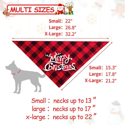 2 Pack Dog Bandanas Christmas Classic Buffalo Plaid Dog Bandana Dog Scarf Triangle Bibs Kerchief Merry Christmas Pet Costume for Small Medium Large Dogs Cats Pets (Christmas 7, Large)