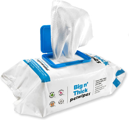 Large Pet Wipes for Dogs and Cats, 200 Count, Organic Oat Extract, Moistened with Gentle Cleaning Formula, Ideal for Home or Travel