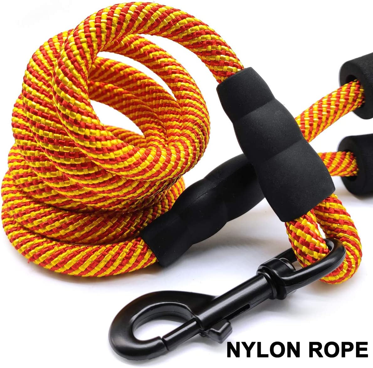 Heavy Duty Rope Dog Leash, 3/4/5/6/7/8/10/12/15 FT Nylon Pet Leash, Soft Padded Handle Thick Lead Leashes for Large Medium Dogs Small Puppy