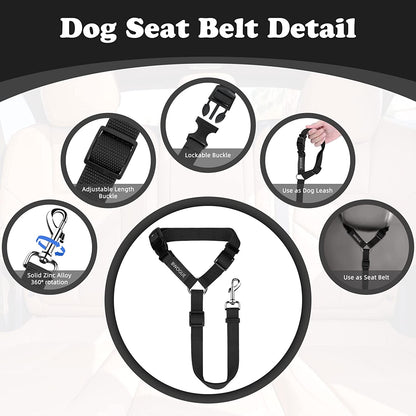 Pet Dog Cat Seat Belts, Car Headrest Restraint Adjustable Safety Leads Vehicle Seatbelt Harness (1 Pack)