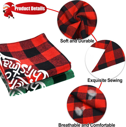 2 Pack Dog Bandanas Christmas Classic Buffalo Plaid Dog Bandana Dog Scarf Triangle Bibs Kerchief Merry Christmas Pet Costume for Small Medium Large Dogs Cats Pets (Christmas 7, Large)