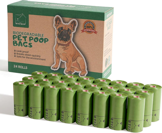 Biodegradable Dog Poop Bags Rolls 360 Count Scented, Leak Proof and Extra Thick Waste Bag Refill (Scented)