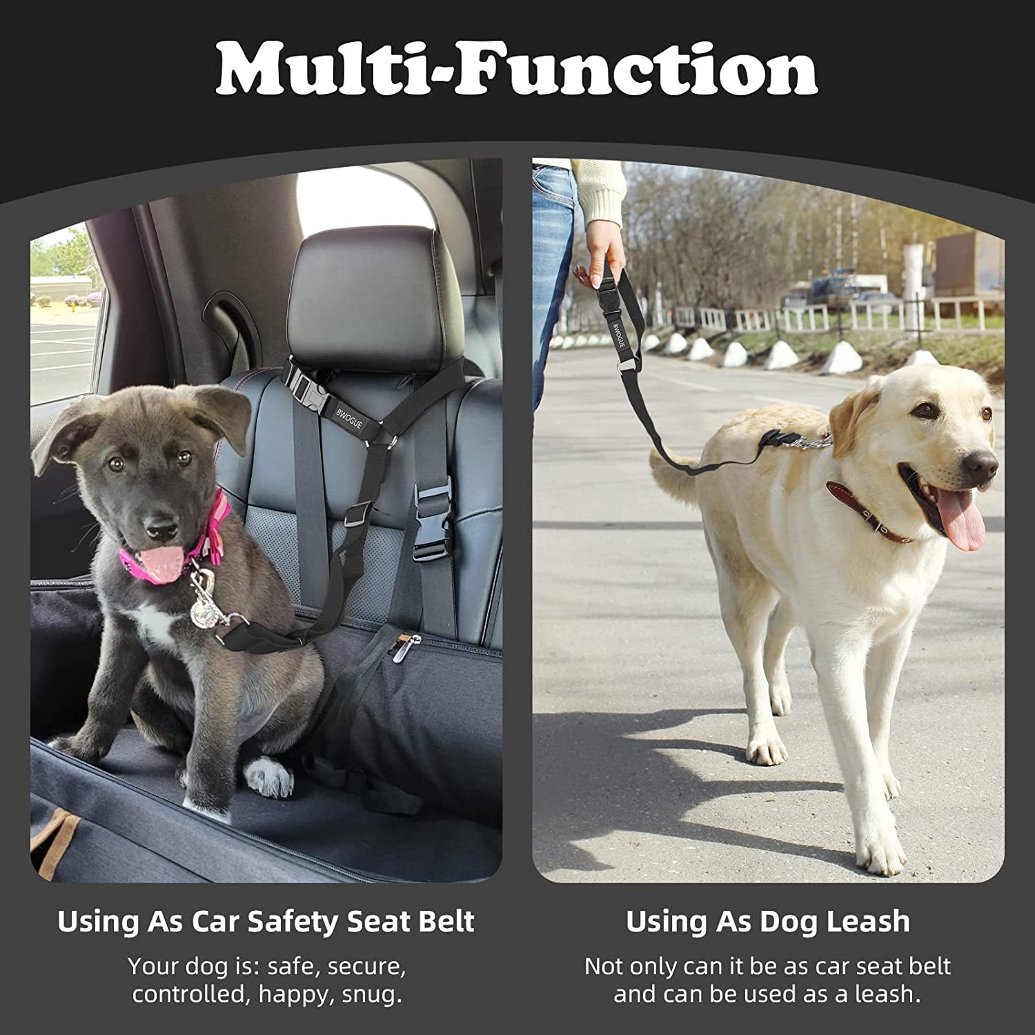 Pet Dog Cat Seat Belts, Car Headrest Restraint Adjustable Safety Leads Vehicle Seatbelt Harness (1 Pack)