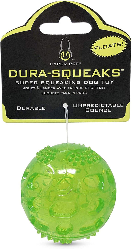 Durasqueak Dog Ball Toy, Interactive Dog Toys That Float and Squeaks for Playing, Fetching and Retrieving-Great Alternative to Traditional Tennis Balls Green 2.5 Inch