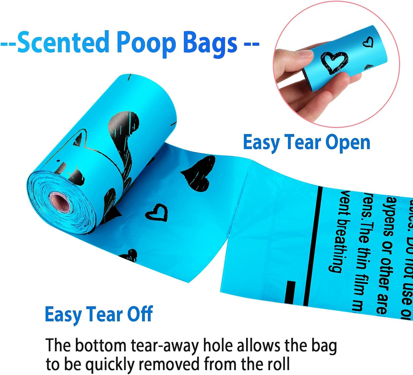 Dog Poop Bag Rolls - 540 Count Dog Waste Bags with Dispenser, Extra Thick Strong Leak Proof Poop Bags for Dogs Doggy | Scented Blue