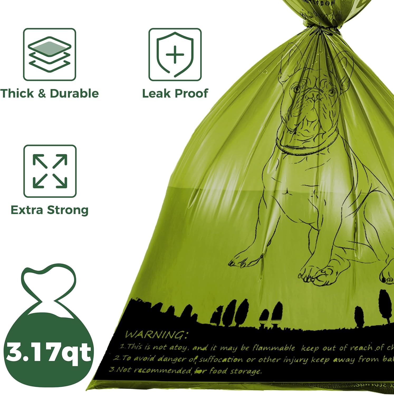 Biodegradable Dog Poop Bags Rolls 360 Count Scented, Leak Proof and Extra Thick Waste Bag Refill (Scented)