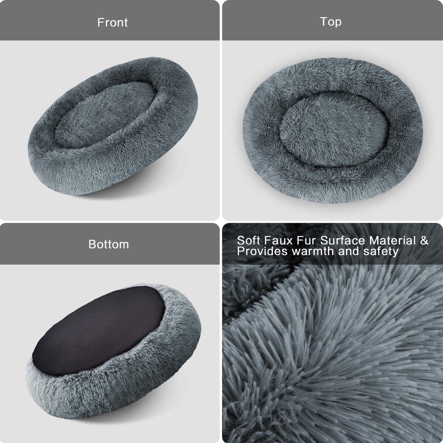 round Donut Cat and Dog Cushion Bed, Pet Bed for Cats or Multiple Dogs, Anti-Slip & Water-Resistant Bottom, Super Soft Durable Fabric Pet Supplies, Machine Washable Luxury Cat & Dog Bed