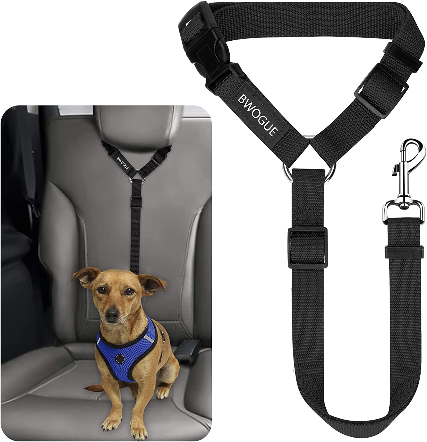 Pet Dog Cat Seat Belts, Car Headrest Restraint Adjustable Safety Leads Vehicle Seatbelt Harness (1 Pack)