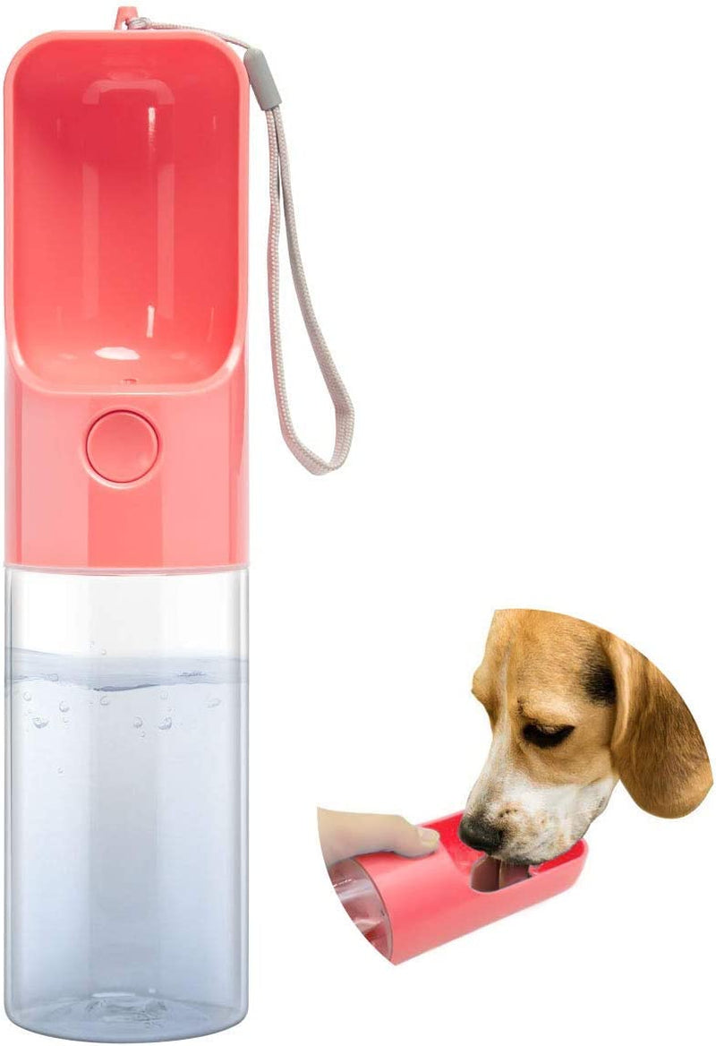 Dog Water Bottle Dispenser,Water Bottle for Dogs,Portable Dog Water Bottles for Walking Travel Pet Doggie Drinking Cup 15Oz (Pink)