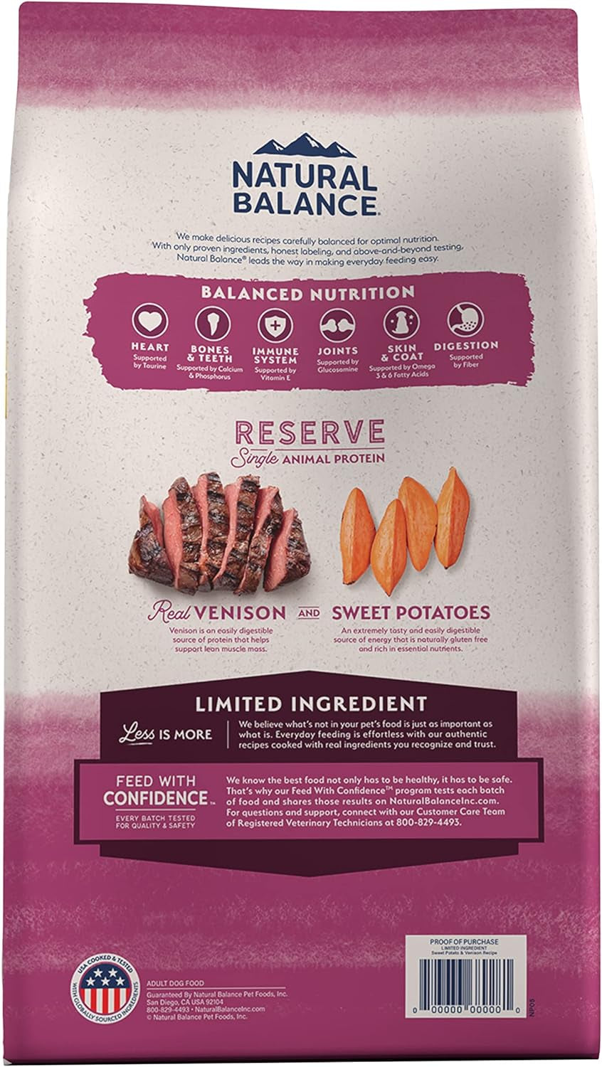 Limited Ingredient Adult Grain-Free Dry Dog Food, Reserve Sweet Potato & Venison Recipe, 4 Pound (Pack of 1)